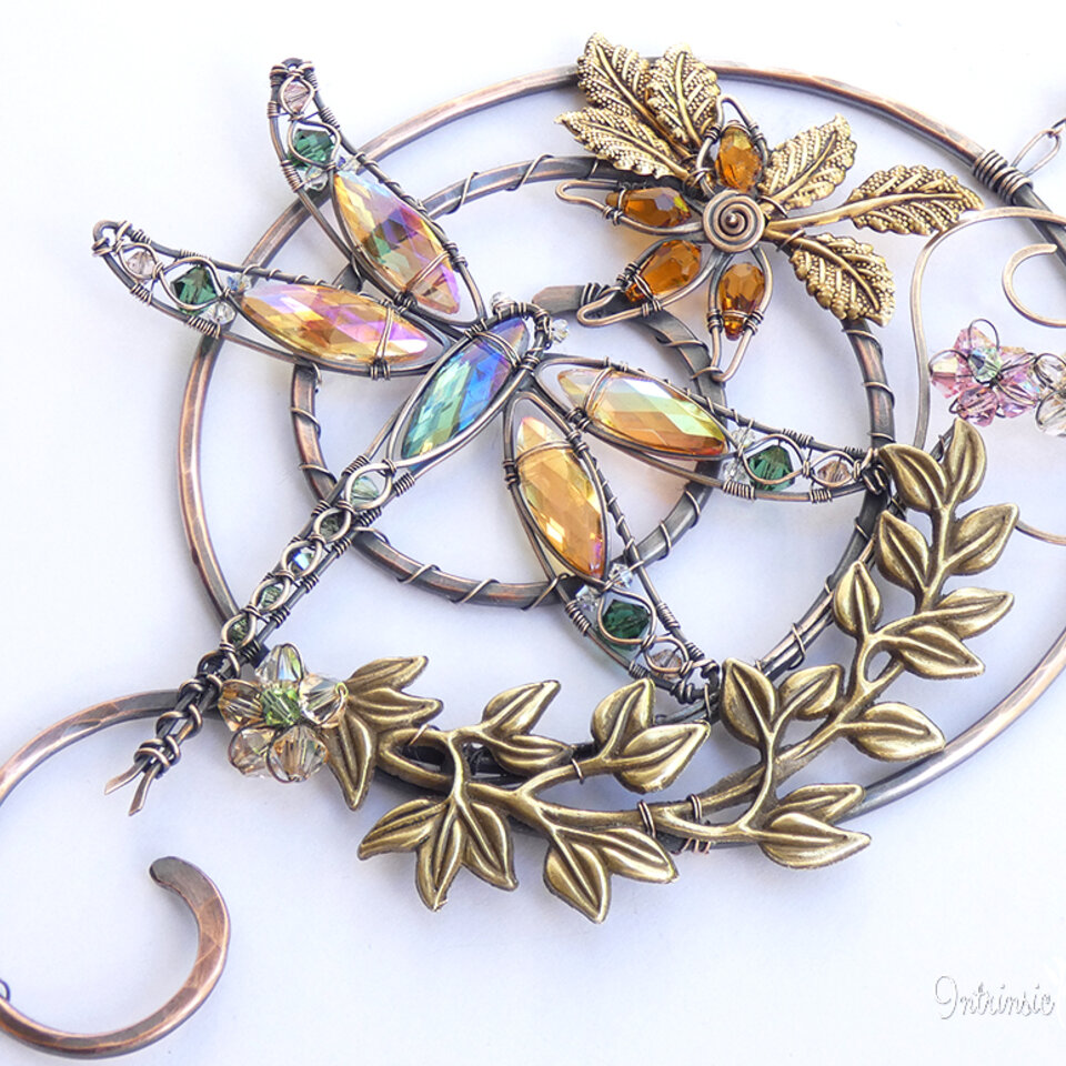 DRAGONFLY SWAROVSKI CRYSTAL WINDOW SUNCATCHER IN MIXED METALS