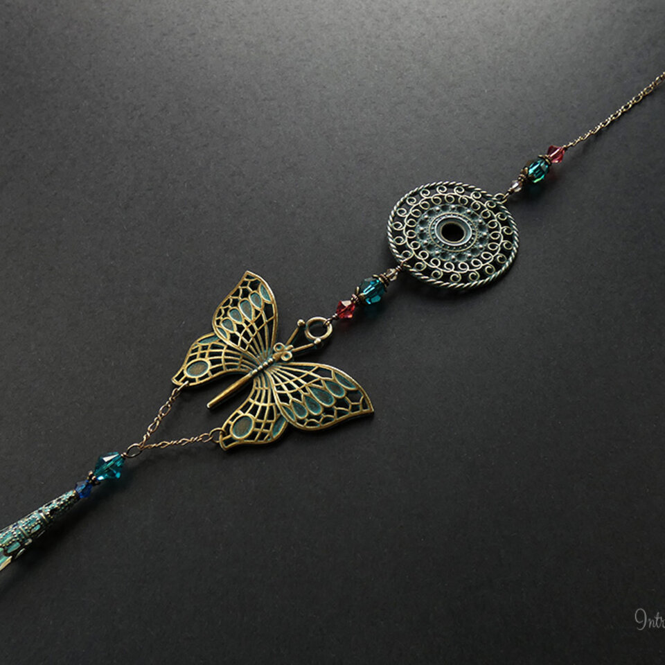 BUTTERFLY SWAROVSKI CRYSTAL WINDOW SUN CATCHER WITH MANDALA