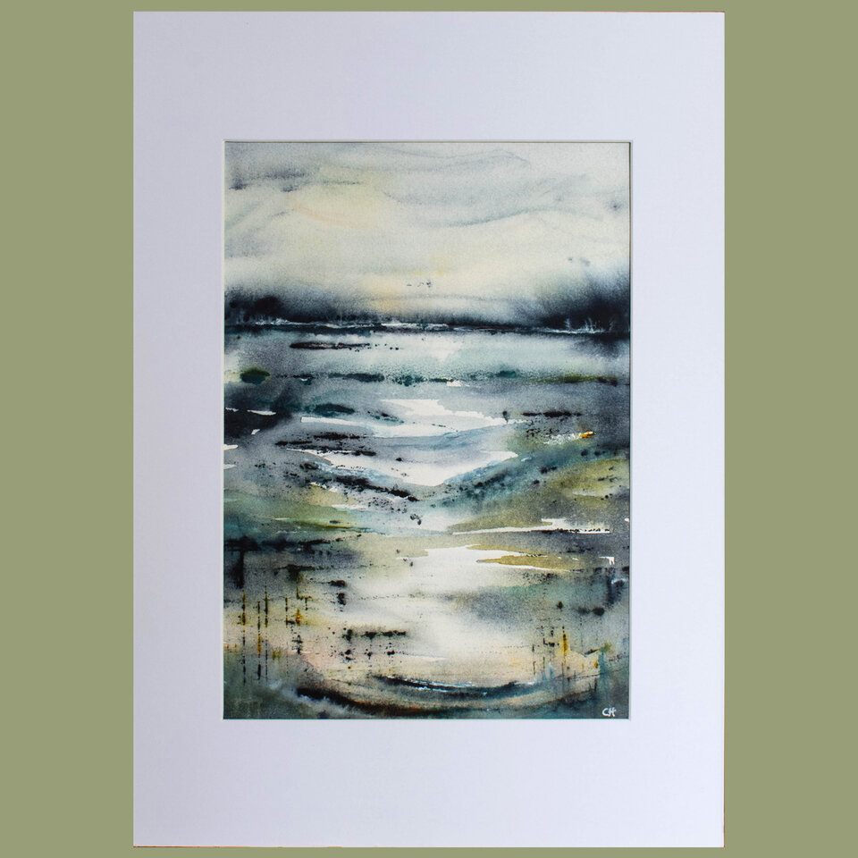 "DOWN BY THE RIVER" ORIGINAL ABSTRACT LANDSCAPE PAINTING IN WATERCOLOUR