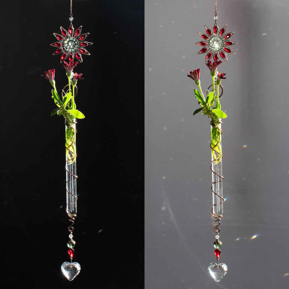 RED SUNFLOWER DECORATIVE PROPAGATION / BUD VASE CRYSTAL SUNCATCHER