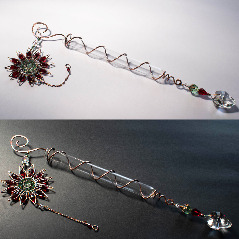 RED SUNFLOWER DECORATIVE PROPAGATION / BUD VASE CRYSTAL SUNCATCHER