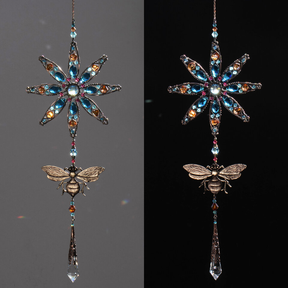 NATIVE BEE & MANDALA FLOWER CRYSTAL WINDOW SUNCATCHER