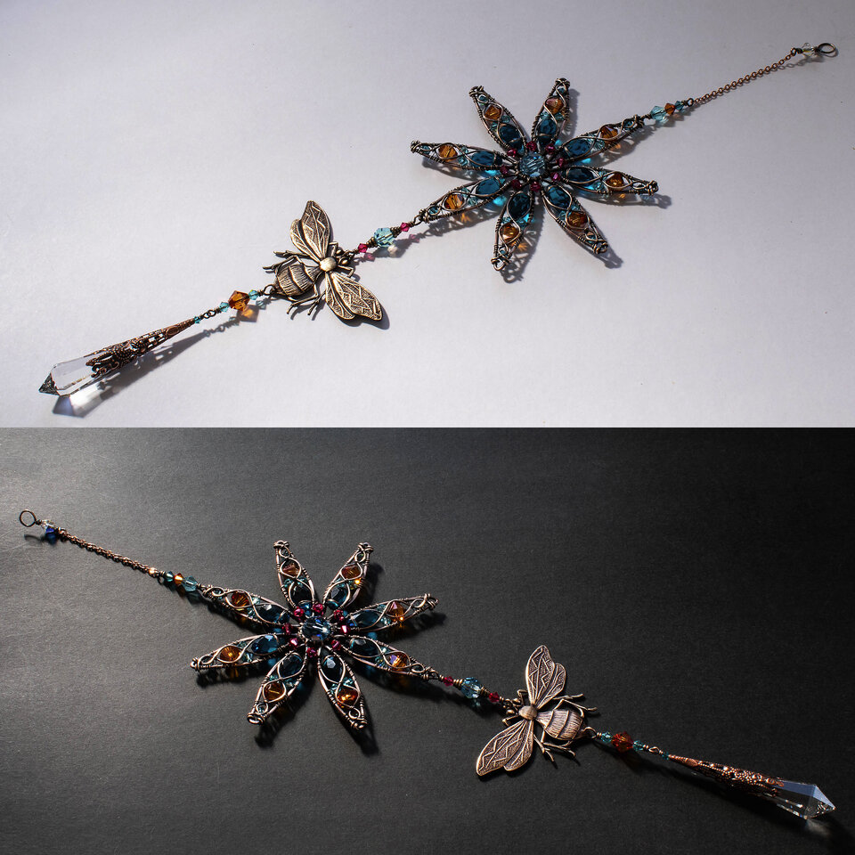 NATIVE BEE & MANDALA FLOWER CRYSTAL WINDOW SUNCATCHER