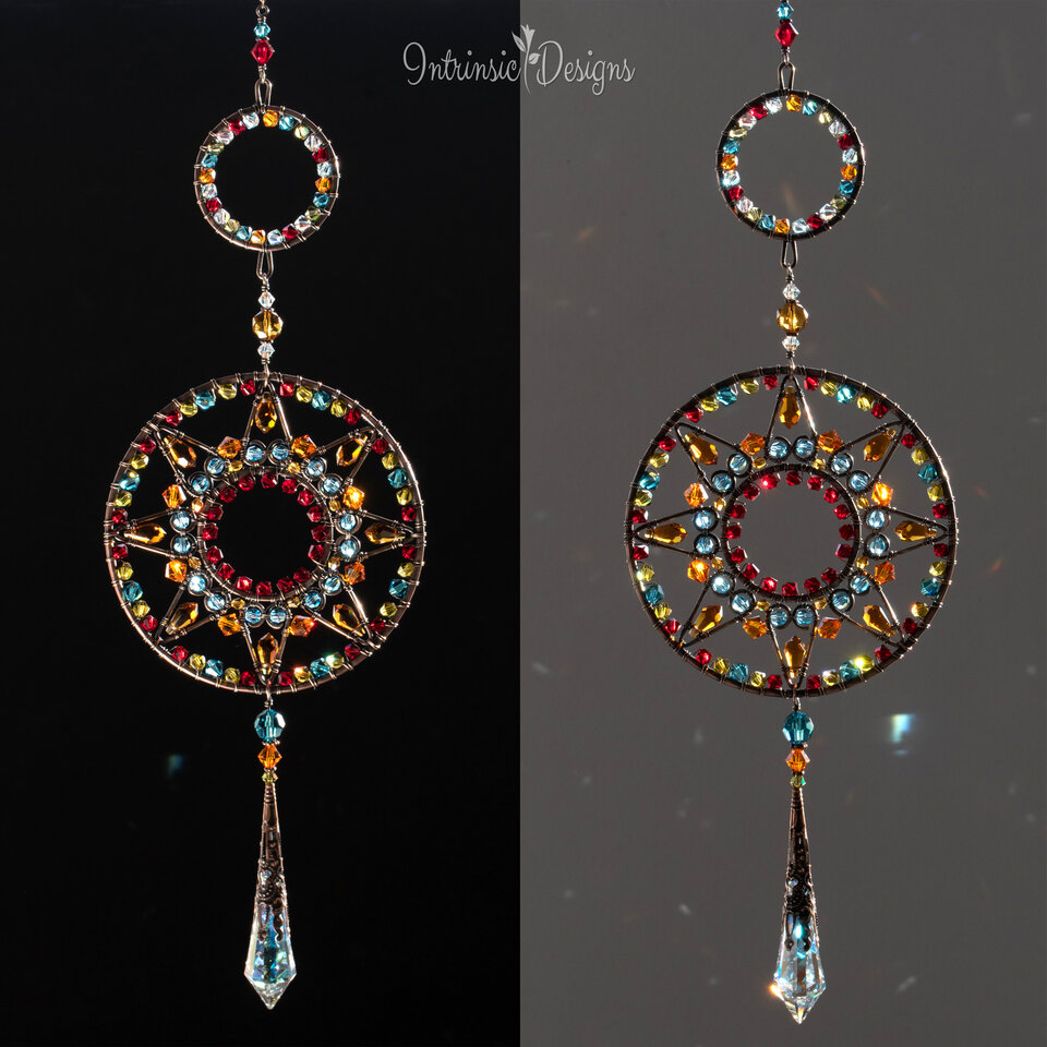 STARFLOWER SWAROVSKI CRYSTAL WINDOW SUNCATCHER IN MIXED METALS