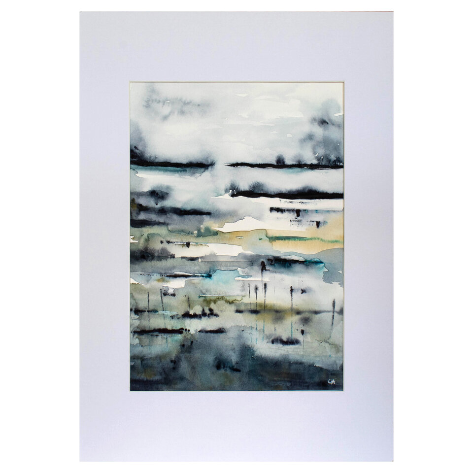 "DOWN BY THE RIVER" ORIGINAL ABSTRACT LANDSCAPE PAINTING IN WATERCOLOUR