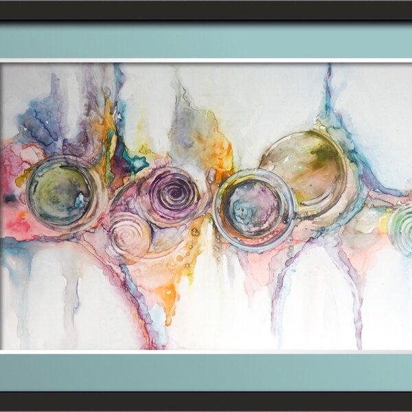 ORIGINAL ABSTRACT WATERCOLOUR ON YUPO PAPER ... A4 SIZE ...  30 X 21cm (11.8” x 8.2”)