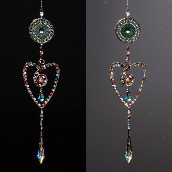 HEART SWAROVSKI CRYSTAL WINDOW SUNCATCHER IN MIXED METALS