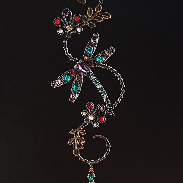 DRAGONFLY SWAROVSKI CRYSTAL WINDOW SUNCATCHER WITH MIXED METALS