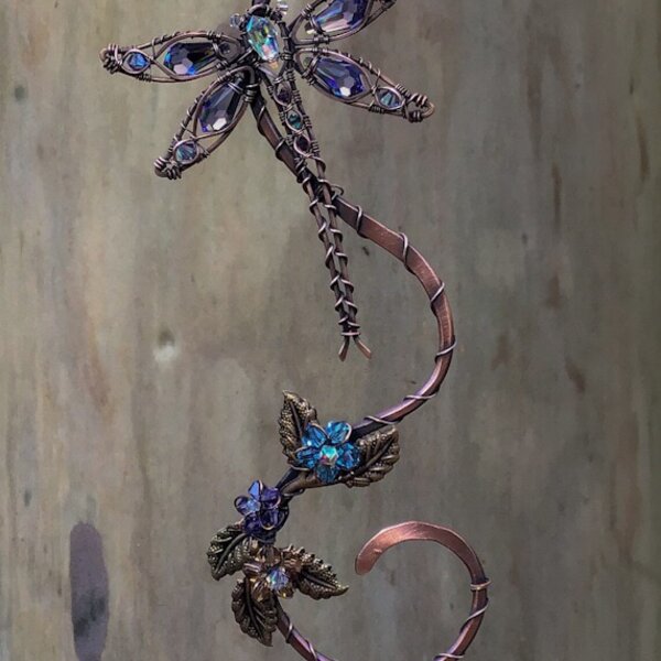 SWAROVSKI CRYSTAL WINDOW SUNCATCHER IN PURPLE, BLUE & TOPAZ WITH MIXED METALS