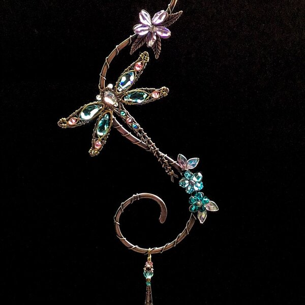 SWAROVSKI CRYSTAL WINDOW SUNCATCHER IN TURQUOISE & PINK WITH MIXED METALS