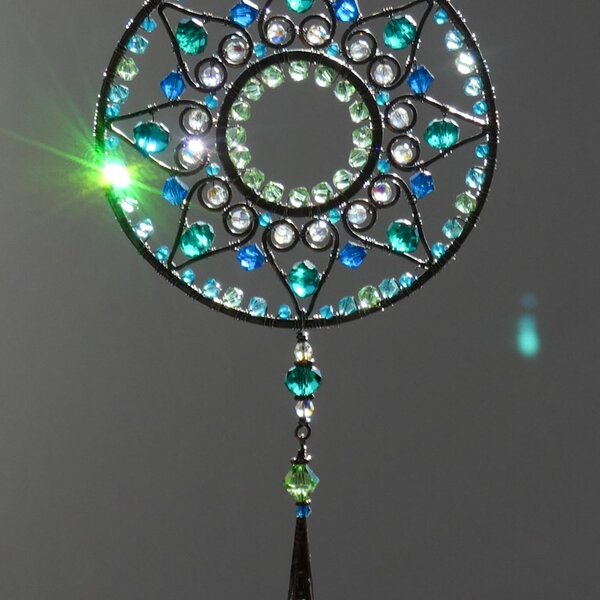 SWAROVSKI CRYSTAL MANDALA WINDOW SUNCATCHER IN BRONZE AND COPPER