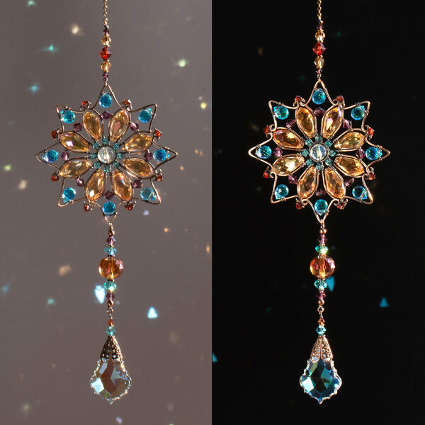 MANDALA CRYSTAL WINDOW SUNCATCHER IN BRONZE