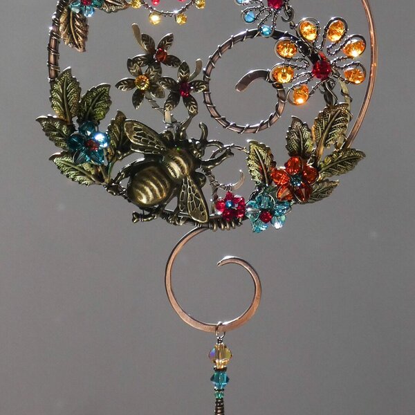 BEE SWAROVSKI CRYSTAL WINDOW SUNCATCHER IN MIXED METALS