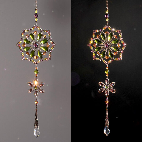 MANDALA CRYSTAL WINDOW SUNCATCHER IN BRONZE