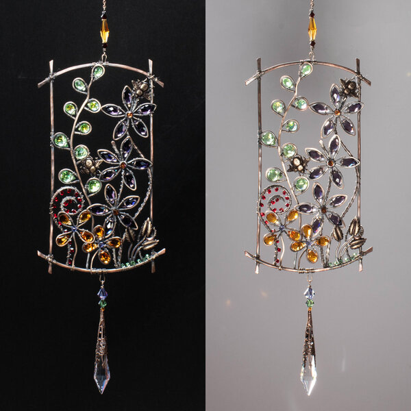BEES IN A WILDFLOWER GARDEN ... MIXED CRYSTAL WINDOW SUNCATCHER