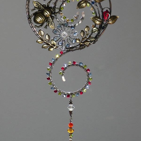BEE SWAROVSKI CRYSTAL WINDOW SUNCATCHER IN MIXED METALS