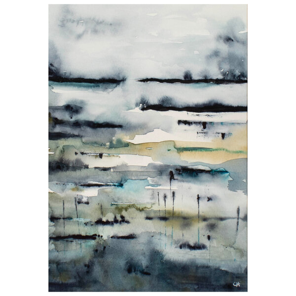 "LOW TIDE" ORIGINAL ABSTRACT SEASCAPE PAINTING IN WATERCOLOUR