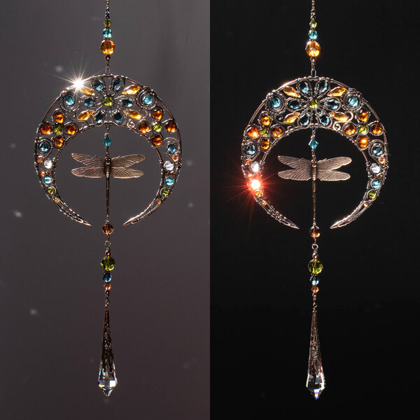 DRAGONFLY MOON ... MIXED CRYSTAL WINDOW SUNCATCHER