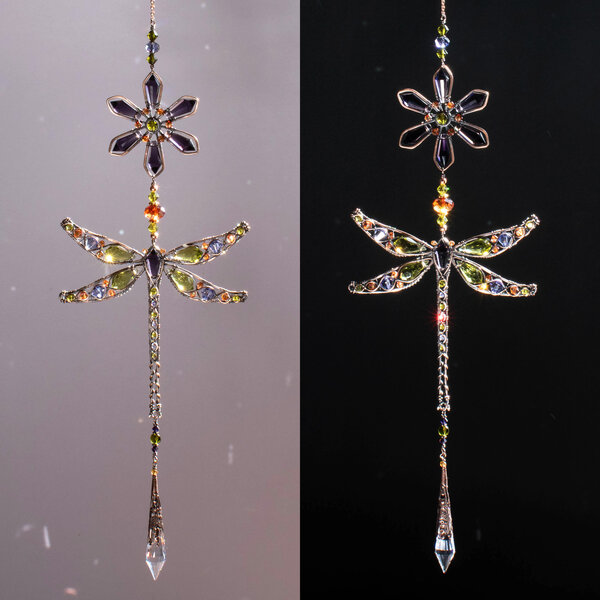 DRAGONFLY & SPRING STARFLOWER CRYSTAL SUNCATCHER