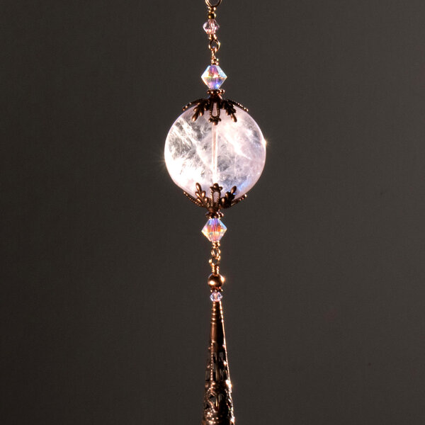 SWAROVSKI CRYSTAL & GEMSTONE BELL FLOWER CAR REAR-VIEW MIRROR DANGLE .... ADJUSTABLE