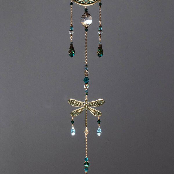 VINTAJ DRAGONFLY MANDALA SWAROVSKI CRYSTAL WINDOW SUNCATCHER