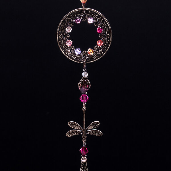 SWAROVSKI CRYSTAL DRAGONFLY CAR REAR-VIEW MIRROR DANGLE .... ADJUSTABLE