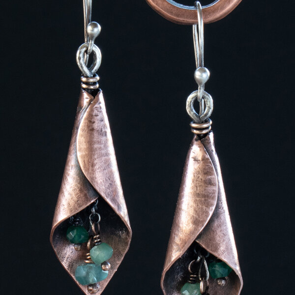 CALLA LILY GEMSTONE EARRINGS IN BRONZE WITH 935 ARGENTIUM SILVER EAR WIRES