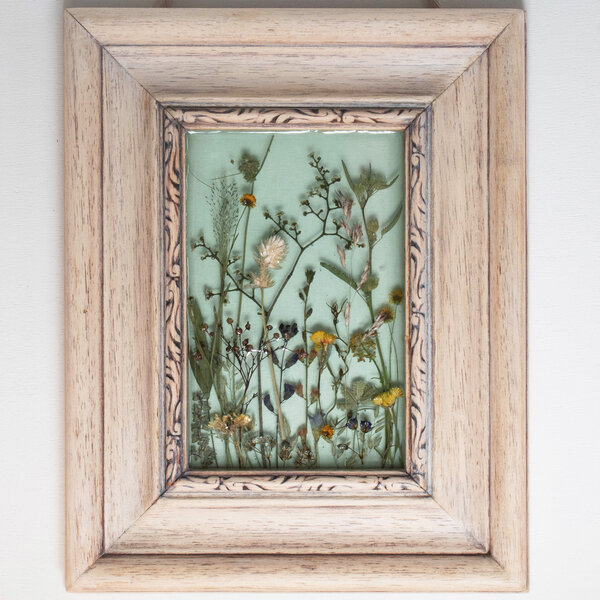 RESIN BOTANICAL LANDSCAPE ART IN A VINTAGE FRAME