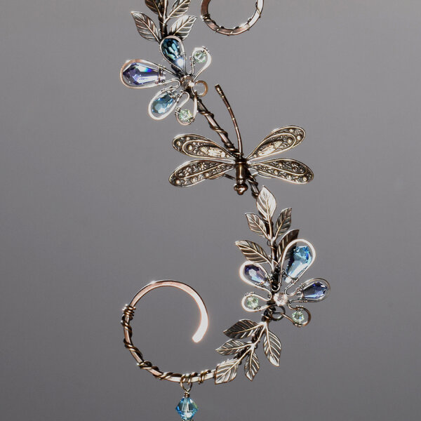 DRAGONFLY SWAROVSKI CRYSTAL WINDOW SUNCATCHER IN MIXED METALS