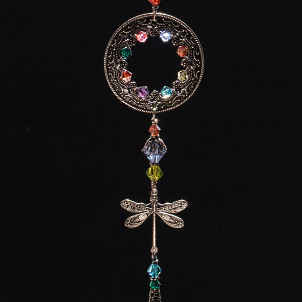 SWAROVSKI CRYSTAL DRAGONFLY CAR REAR-VIEW MIRROR DANGLE .... ADJUSTABLE