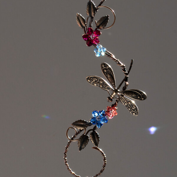 DRAGONFLY SWAROVSKI CRYSTAL WINDOW SUNCATCHER IN MIXED METALS