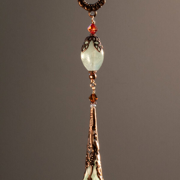 SWAROVSKI CRYSTAL & GEMSTONE BELL FLOWER CAR REAR-VIEW MIRROR DANGLE .... ADJUSTABLE
