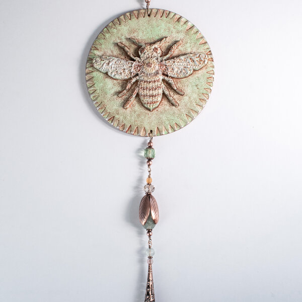 BEE AND GEMSTONE SUNCATCHER WITH SWAROVSKI CRYSTAL PENDULUM