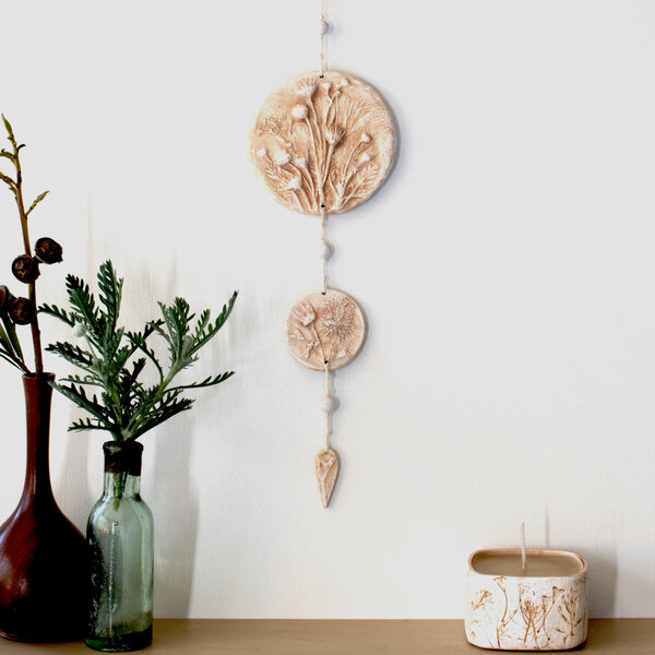 Clone of BOTANICAL BAS RELIEF SCULPTURE WALL HANGING IN NUDE BEIGE