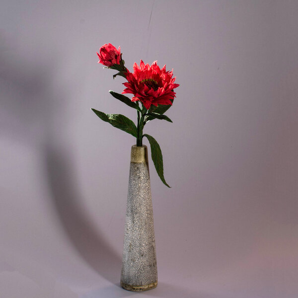 CREPE PAPER AUSTRALIAN NATIVE EVERLASTING DAISY IN A HANDMADE VASE