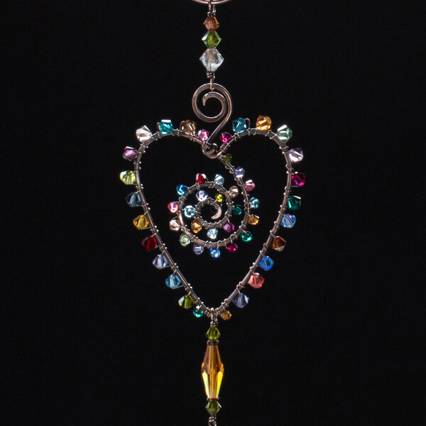 HEART SWAROVSKI CRYSTAL WINDOW SUNCATCHER IN MIXED METALS