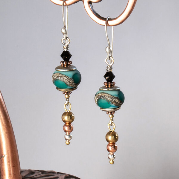LAMPWORK EARRINGS WITH STERLING SILVER EAR WIRES