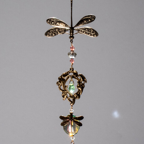 DRAGONFLY SWAROVSKI CRYSTAL WINDOW SUNCATCHER IN MIXED METALS