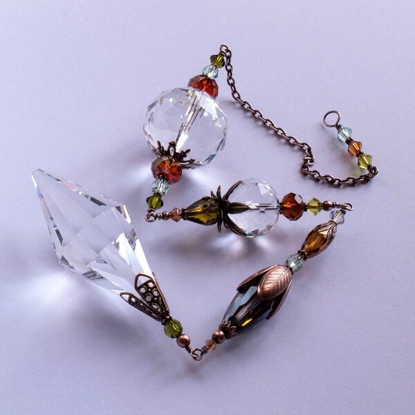 LONG CRYSTAL SUNCATCHER IN GREENS, AMBER & BURNT ORANGE