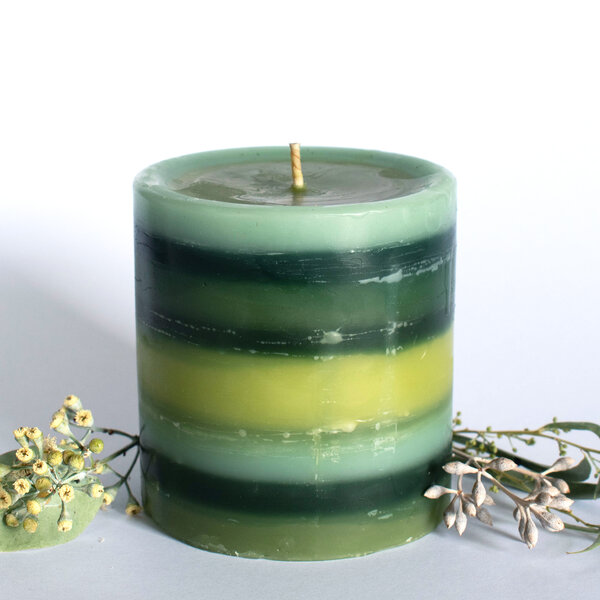 BEESWAX LAYERED GREEN HURRICANE CANDLE