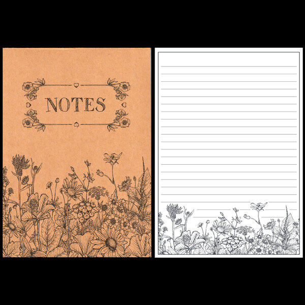 WILDFLOWER A5 NOTE PAD MADE FROM 100% RECYCLED PAPER AND CARDSTOCK