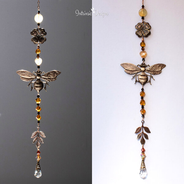 BEE SWAROVSKI CRYSTAL WINDOW SUNCATCHER IN MIXED METALS