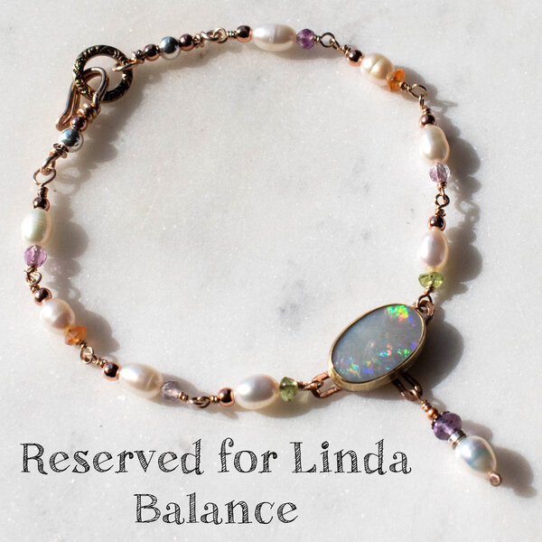 RESERVED FOR LINDA BALANCE .... AUSTRALIAN WHITE OPAL, FRESHWATER PEARL & GEMSTONE BRACELET