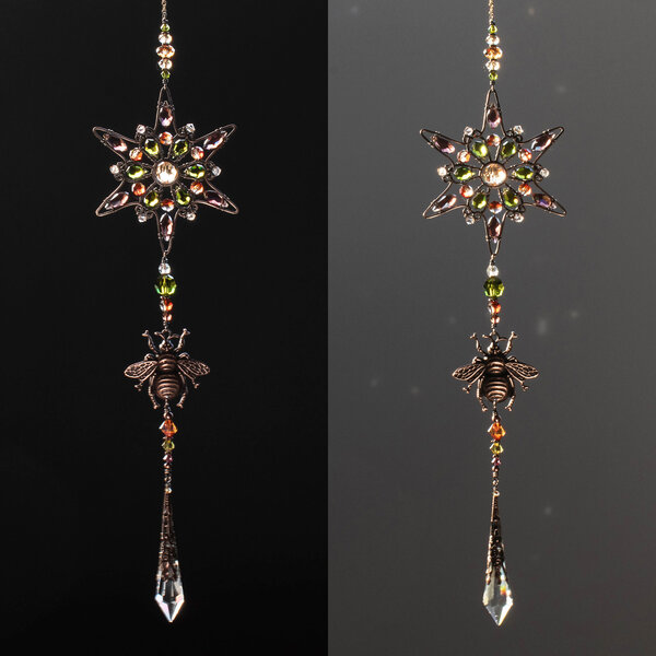 BEE & MANDALA MIXED CRYSTAL WINDOW SUNCATCHER IN  BRONZE