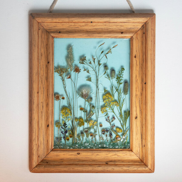 RESIN BOTANICAL LANDSCAPE ART IN A RUSTIC TIMBER FRAME