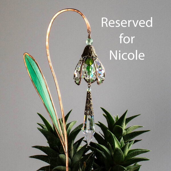 RESERVED FOR NICOLE .... SNOWDROP DECORATIVE PLANT STAKE SUNCATCHER