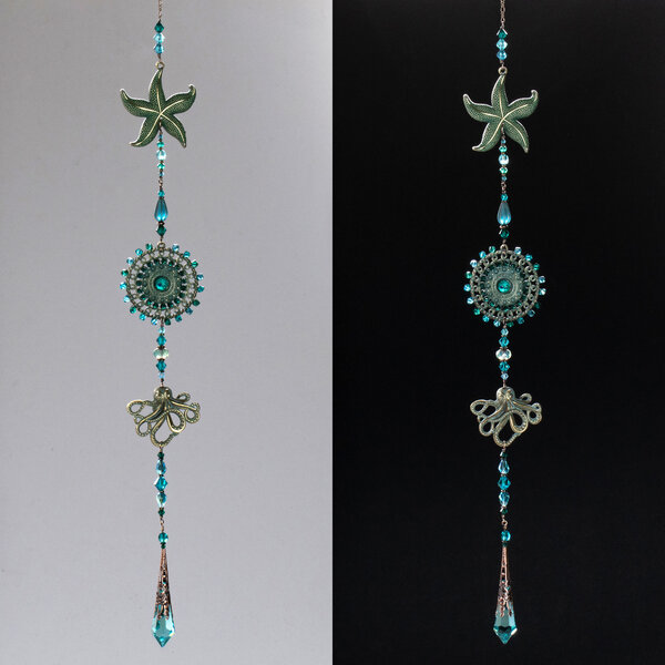 VINTAJ OCTOPUS AND STARFISH SWAROVSKI CRYSTAL WINDOW SUNCATCHER