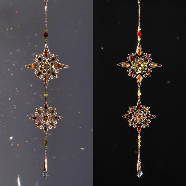 ORNATE MANDALA CRYSTAL WINDOW SUNCATCHER IN COPPER AND BRONZE