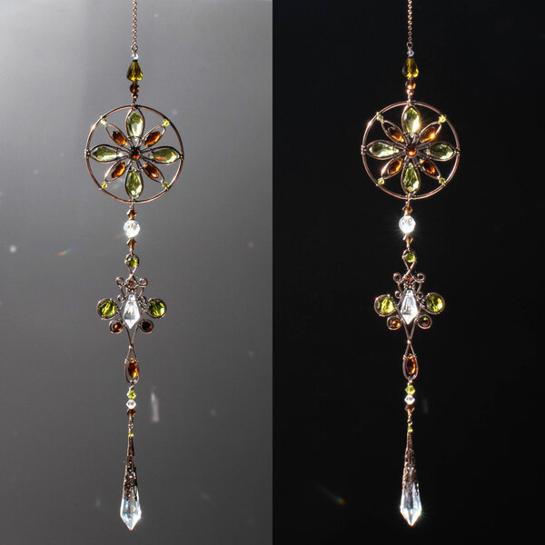 BAROQUE INSPIRED CRYSTAL WINDOW SUNCATCHER IN BRONZE AND COPPER
