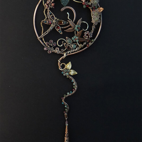Dragonfly & Butterfly Multi Gemstone & Swarovski Crystal Window Suncatcher in Mixed Metals